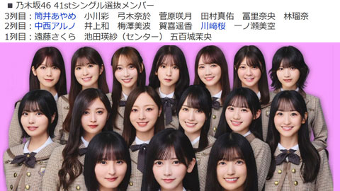 乃木坂46の41th選抜メンバー